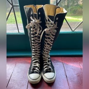 Converse Allstar Knee-High Lace Up Canvas Sneaker Boots.
